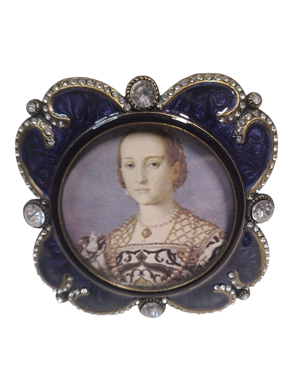 Two’s Company Jeweled Photo Frame Purple Enamel Portrait Eleonora di Toledo Mini